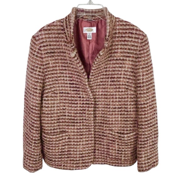 TALBOTS Pink Tweed JACKET BLAZER 16 Wool Office Career Church Preppy Academia - Picture 3 of 16